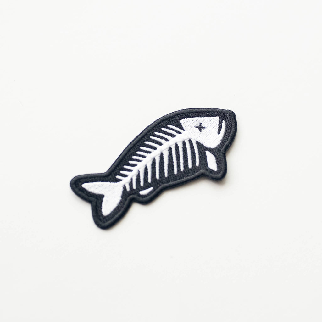 Fish Skeleton Embroidered Iron on Patch
