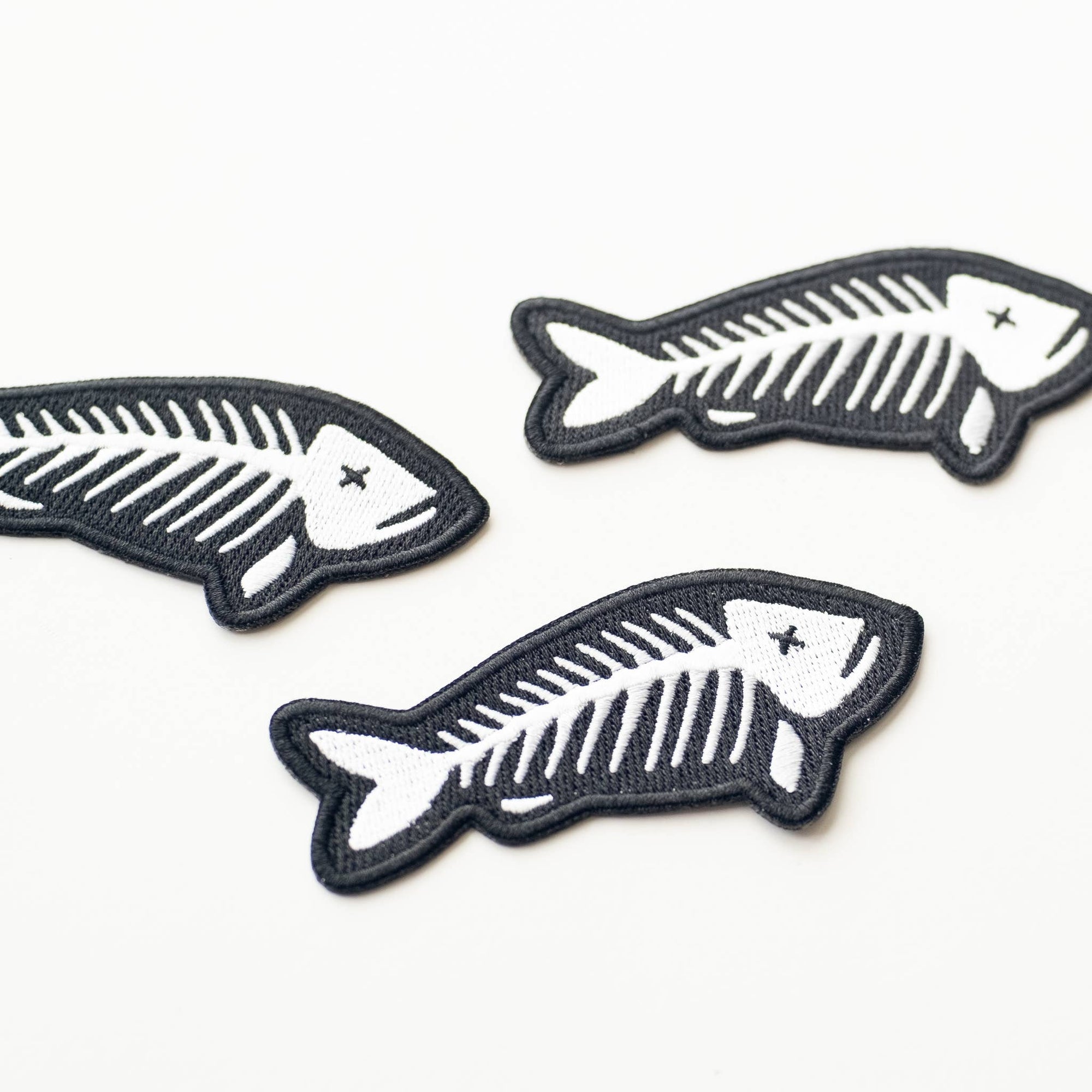 Fish Skeleton Embroidered Iron on Patch