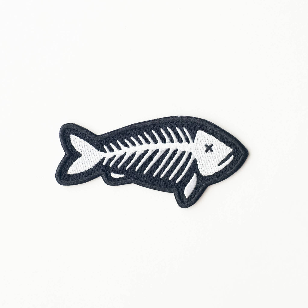 Fish Skeleton Embroidered Iron on Patch
