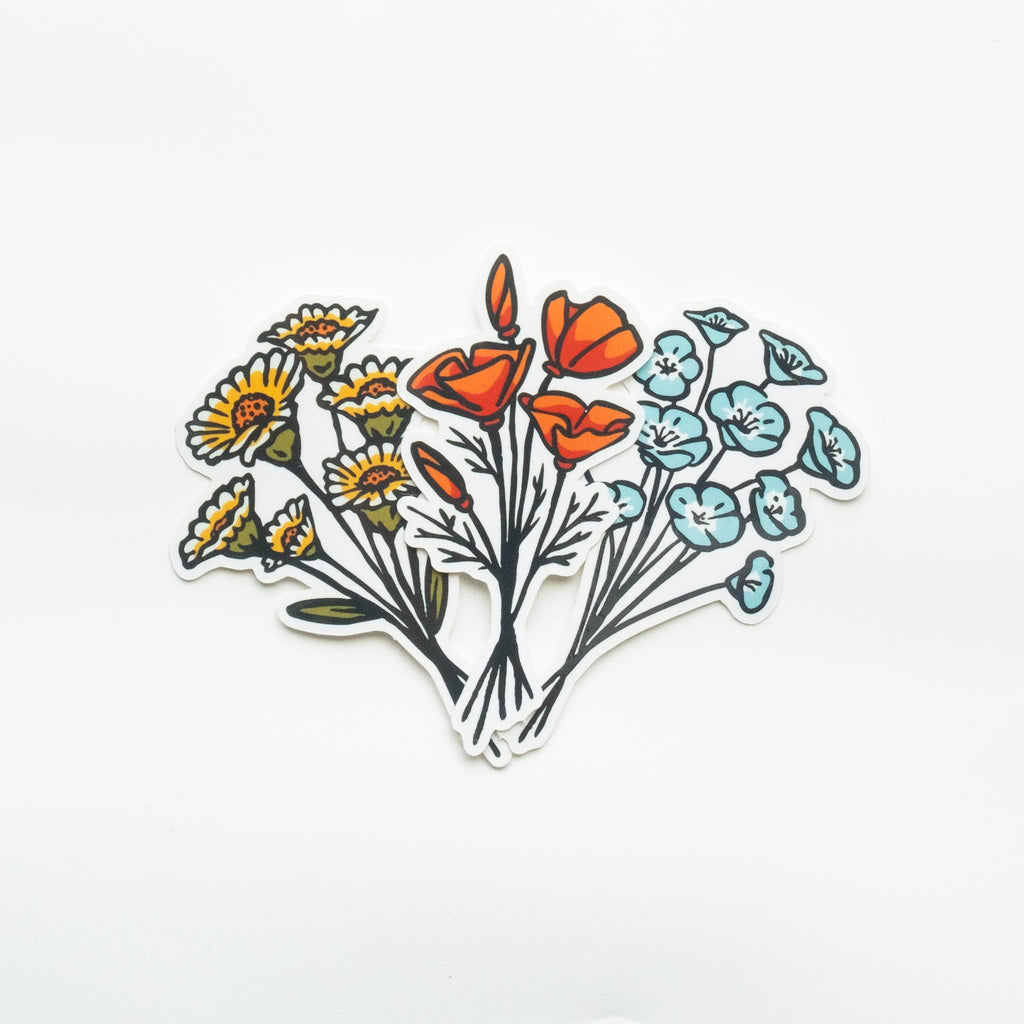 California Native Wildflowers Vinyl Sticker Three-Pack