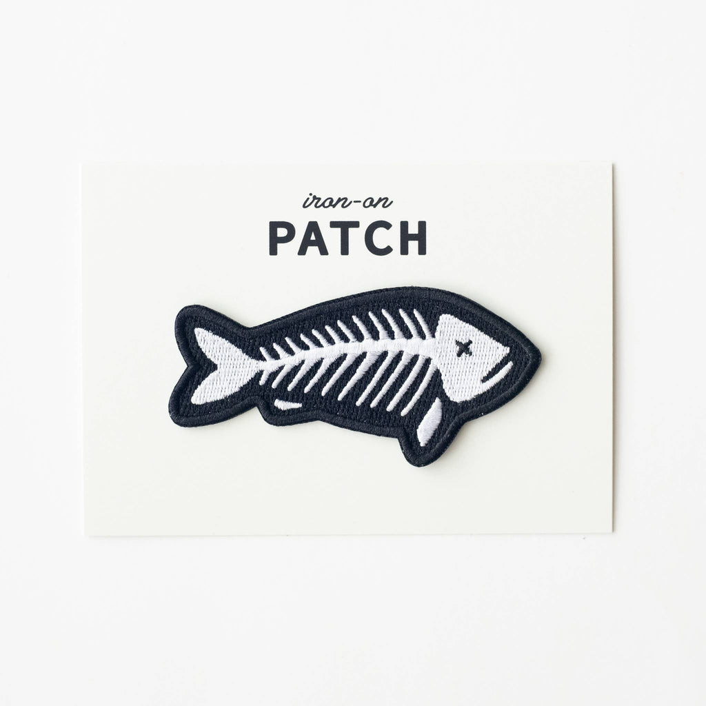 Fish Skeleton Embroidered Iron on Patch