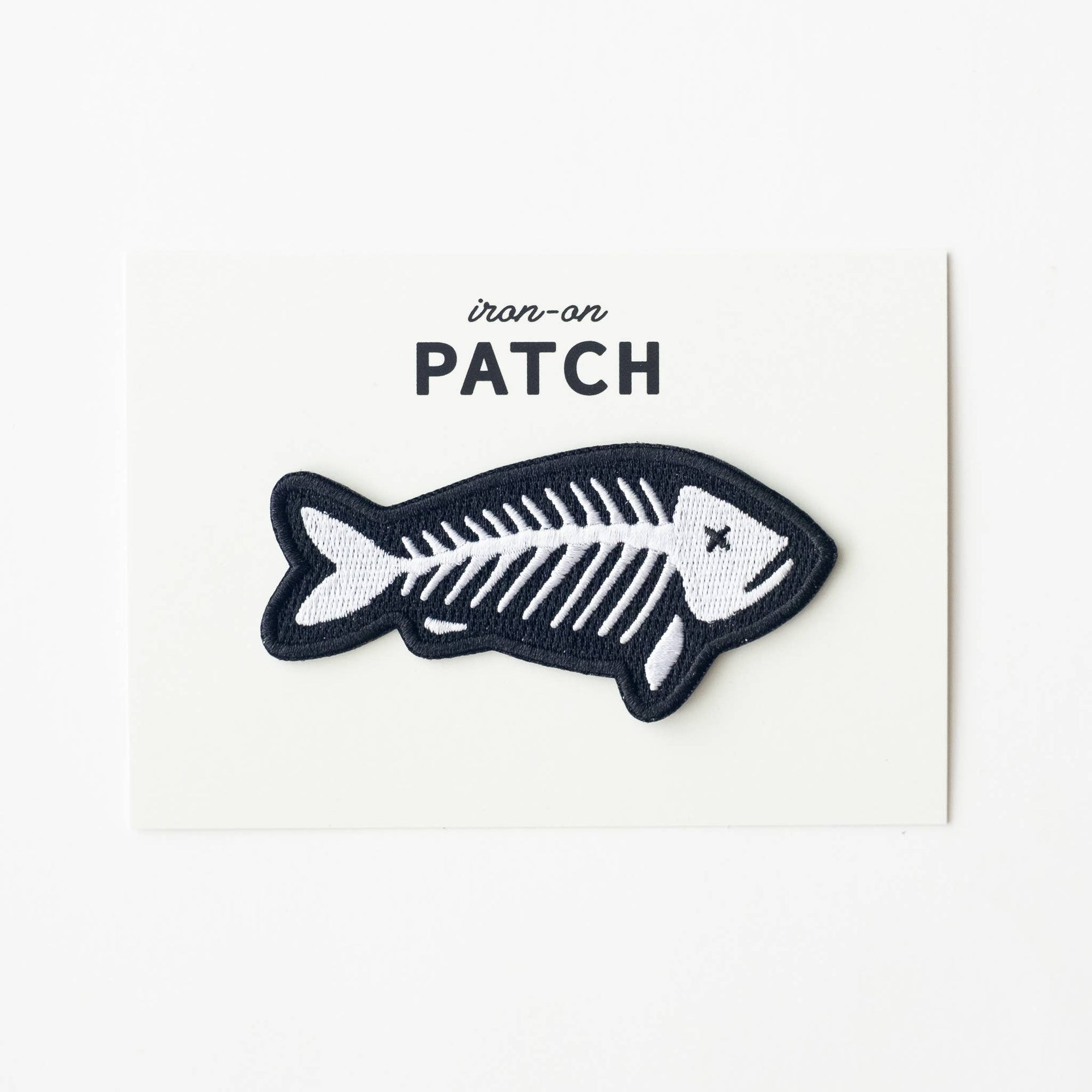 Fish Skeleton Embroidered Iron on Patch