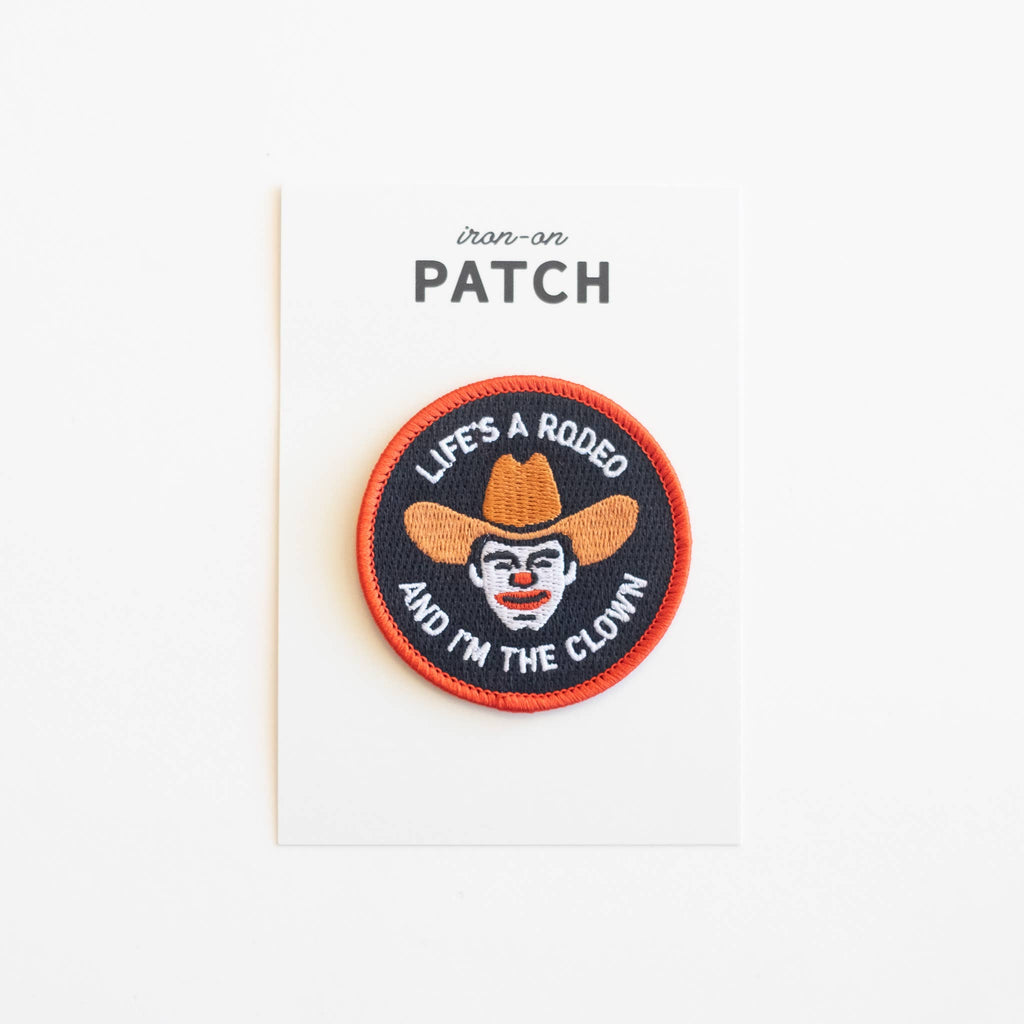 Rodeo Clown Embroidered Iron on Patch