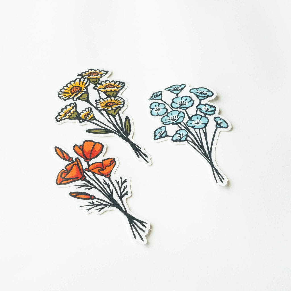 California Native Wildflowers Vinyl Sticker Three-Pack