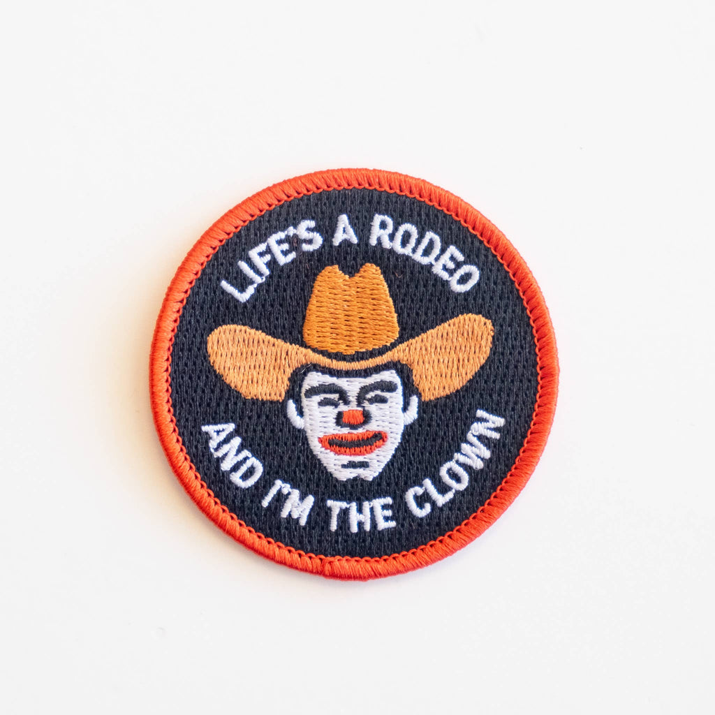 Rodeo Clown Embroidered Iron on Patch