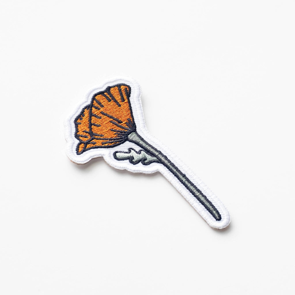 Blooming Poppy Embroidered Iron on Patch - California Flower