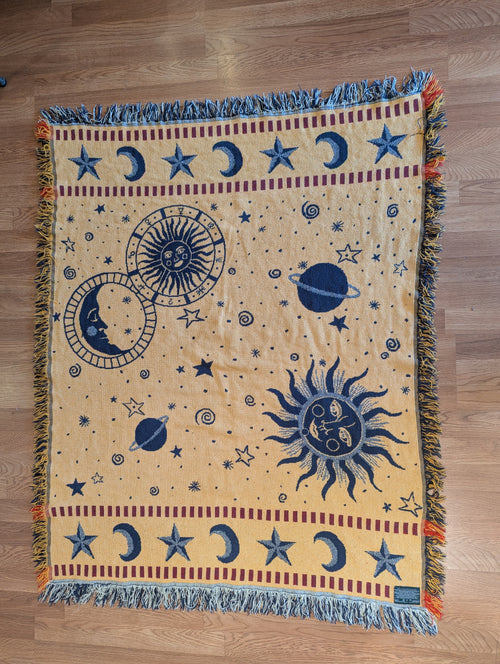 90s Celestial Tapestry Throw Blanket