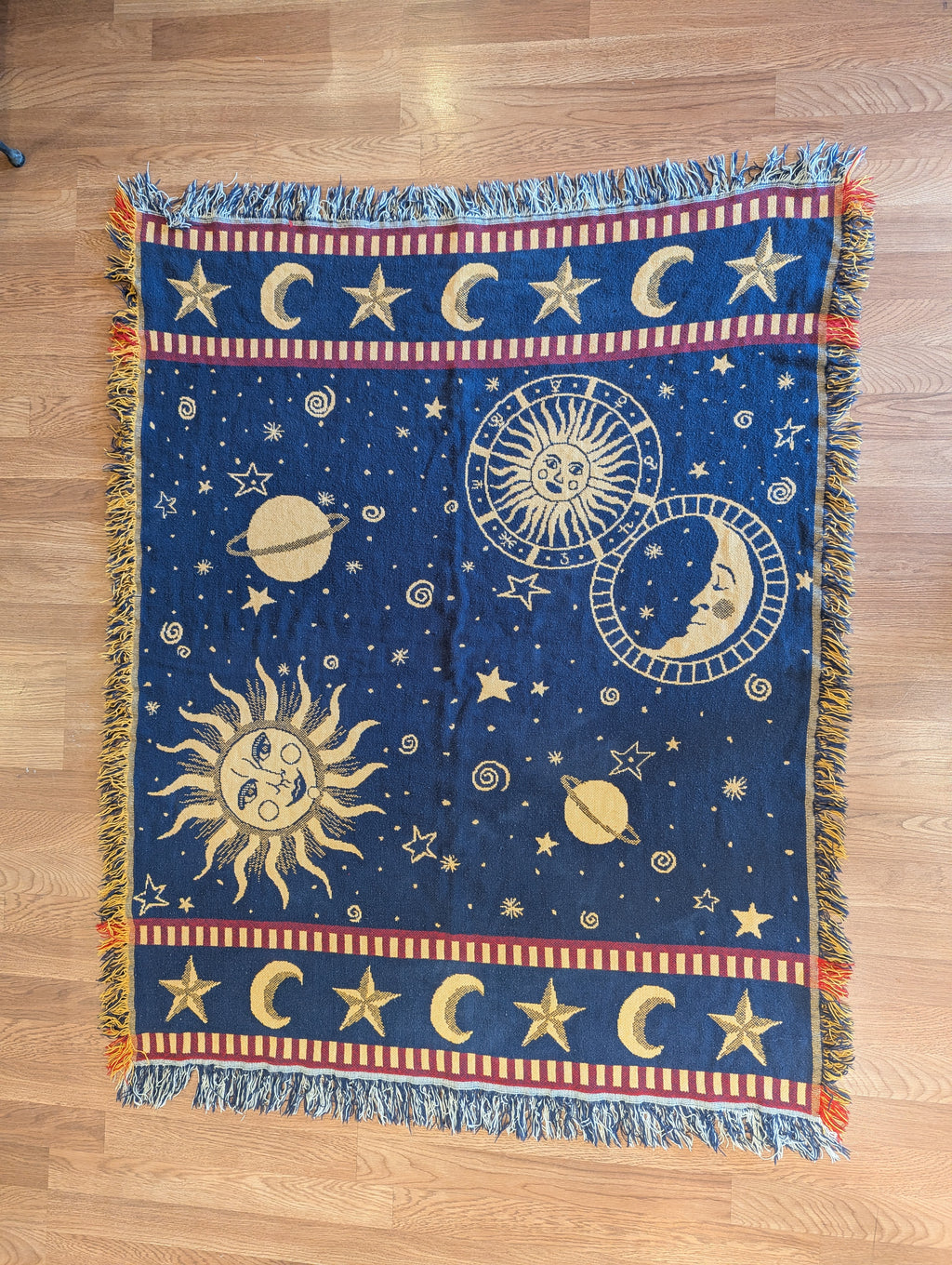 90s Celestial Tapestry Throw Blanket