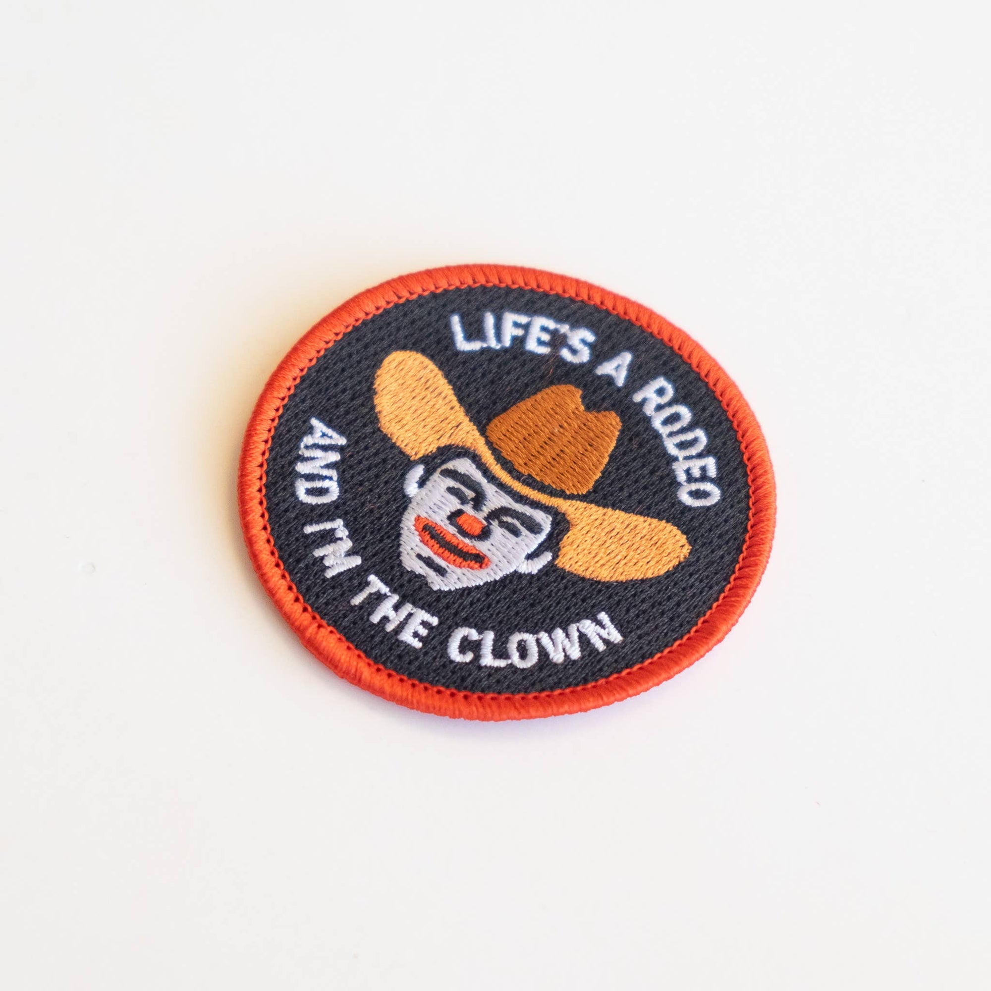 Rodeo Clown Embroidered Iron on Patch