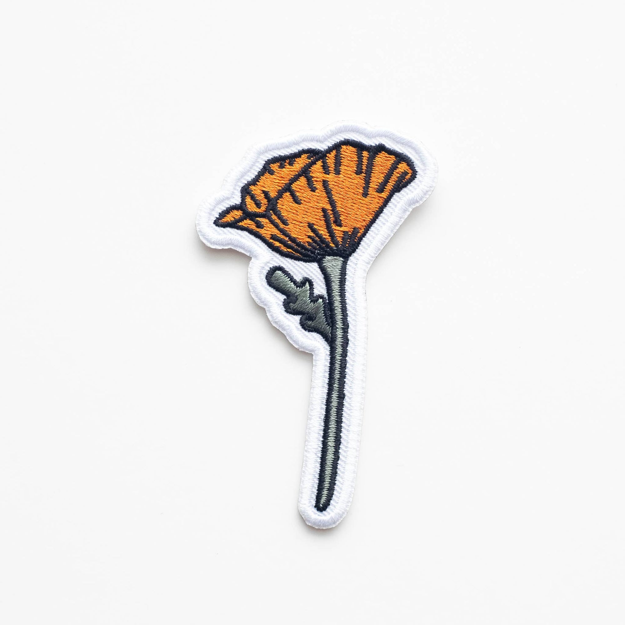 Blooming Poppy Embroidered Iron on Patch - California Flower