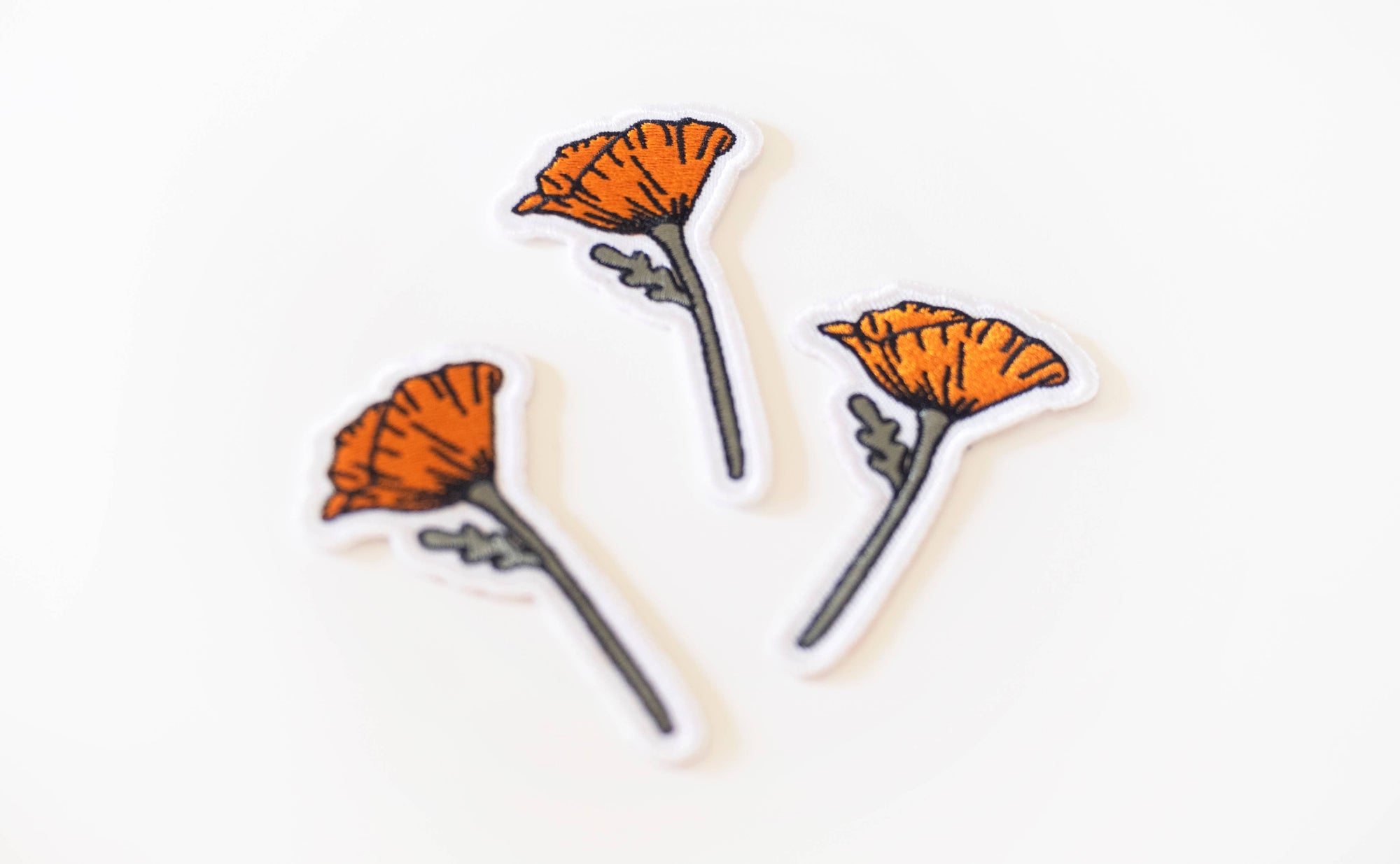 Blooming Poppy Embroidered Iron on Patch - California Flower