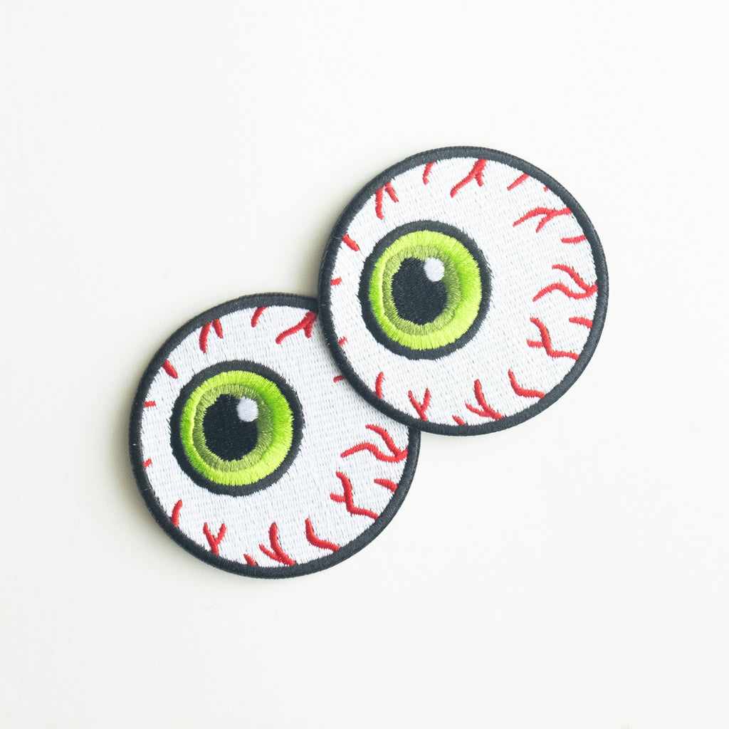 Green Eyeball - Embroidered Iron on Patch