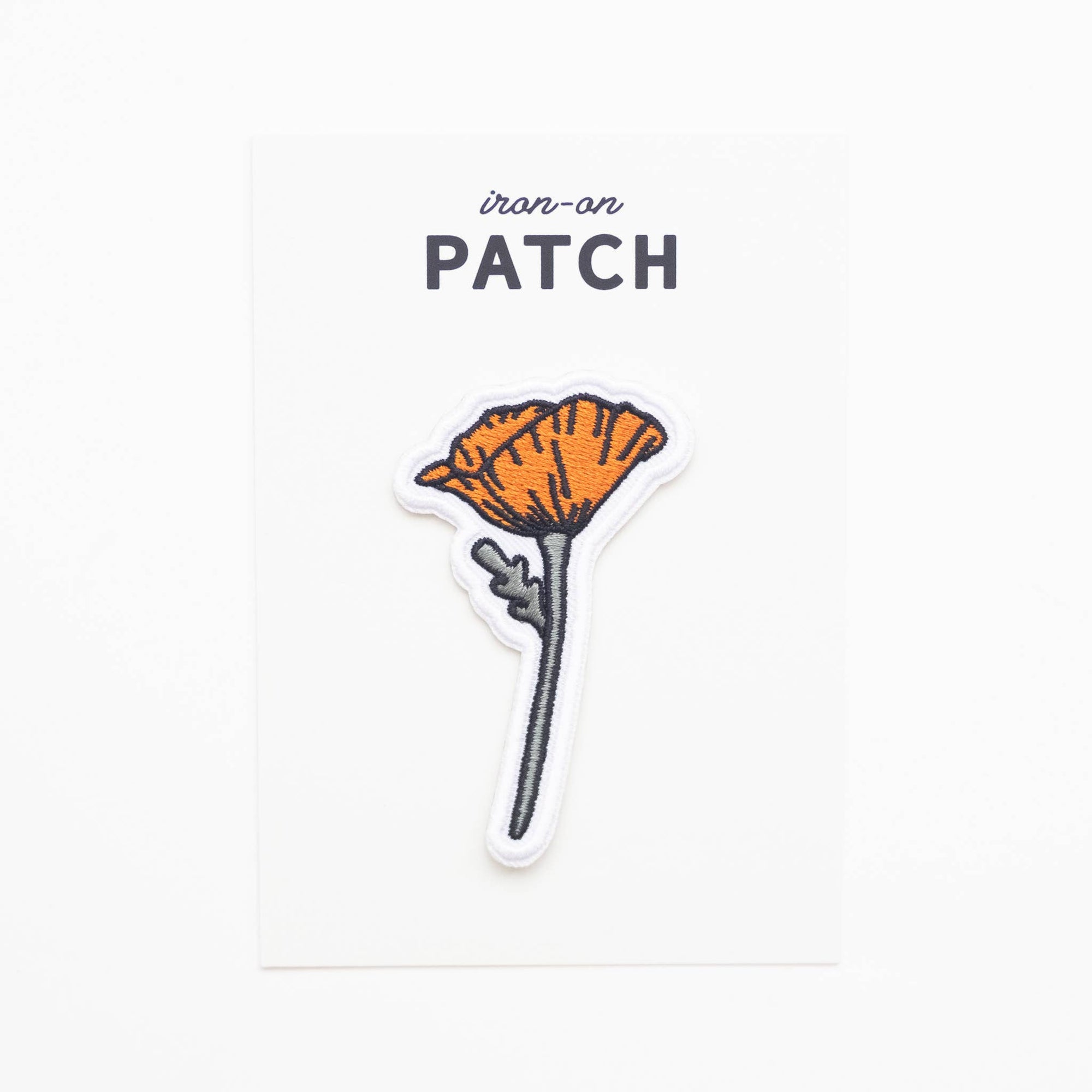 Blooming Poppy Embroidered Iron on Patch - California Flower