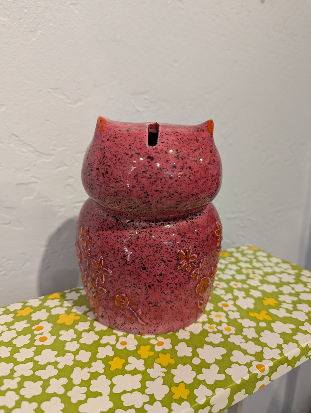 Pink Rosenthal-Netter Owl Coin Bank
