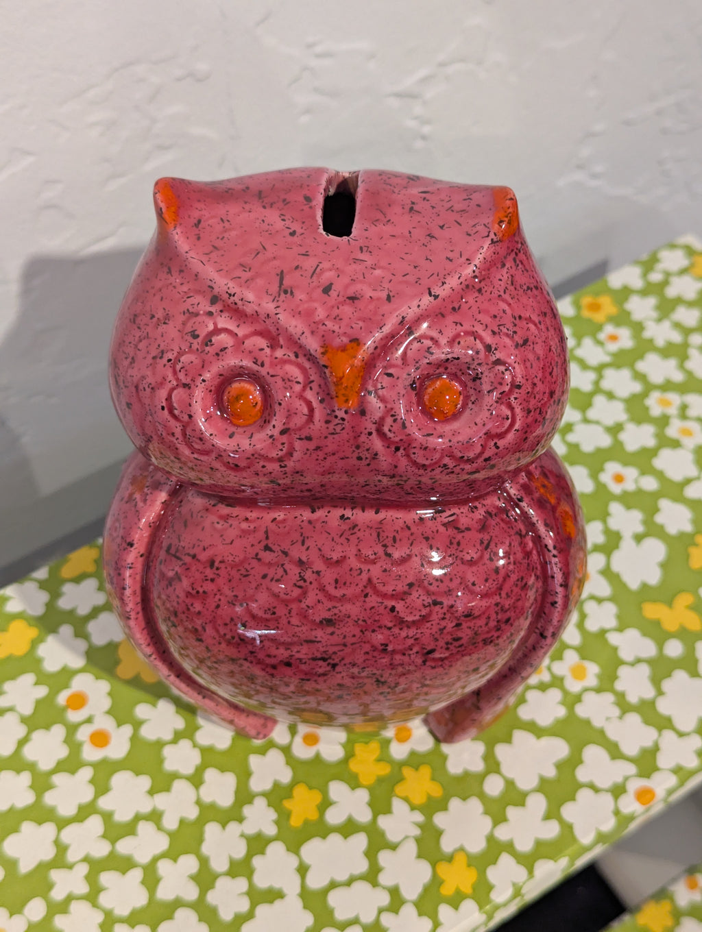Pink Rosenthal-Netter Owl Coin Bank